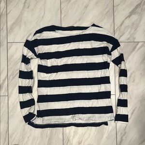 Striped Long Sleeve Shirt in Navy and White